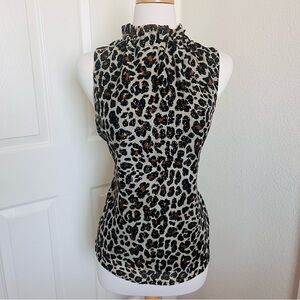 Leopard Print Sleeveless Top with gold dots throughout by Gibson.